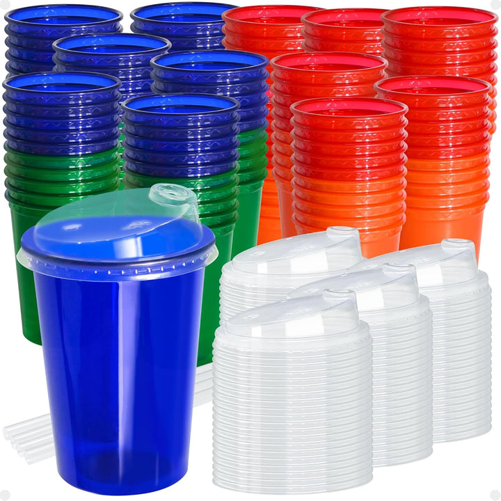 12 Oz Kids Sippy Cups, 4 Colours Assorted Total 20 Count Spill Proof Reusable Cups, Bpa-Free, Perfect for Party