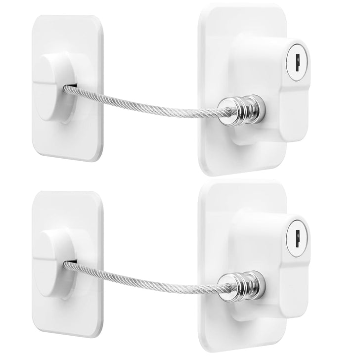 Fridge Lock, 2PCS Upgraded Refrigerator Lock for Freezer, Cabinets and Drawers, Air Fryer, Closets, Windows, Doors, Durable ABS with Adhesive Backing, Easy Install, No Tools Needed, Black