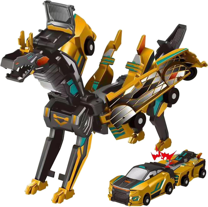 Dinosaur Transforming Car Toy, Magnetic Cars Transform into Dinosaurs,Fun - Collision Transformation Car Toys for Boys & Girls|Party Favors Gift for Birthday, Christmas (Blue)