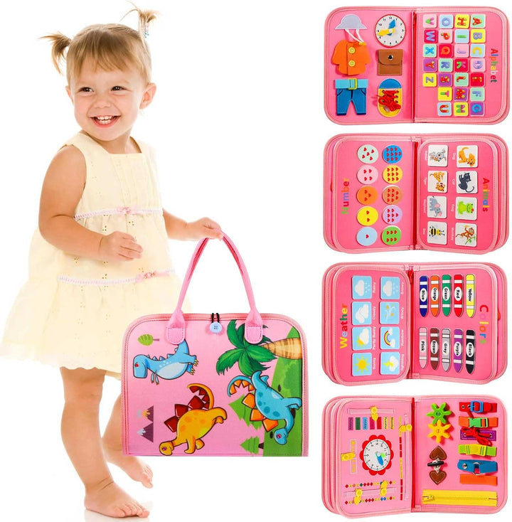 Toddler Busy Board - Montessori Toys for Toddler Boy Birthday Gift, Educational Learning Sensory Busy Book for Toddler Boys, Toddlers Activities Toy for Airplane Car Travel