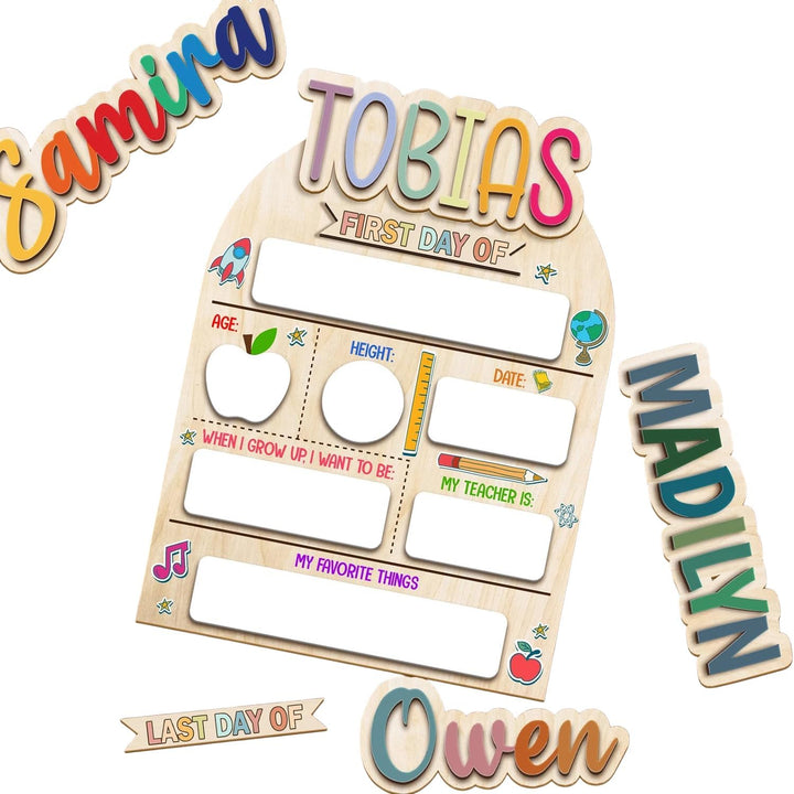 Personalized First and Last Day of School Chalkboard Sign, Custom Back to School Board for Kindergarten, Capture Sweet Memories, Ideal for Photos, Eco-Friendly Material, Durable Design