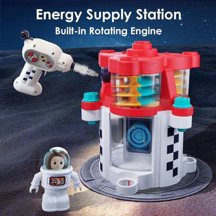 Rocket Space Toys, Kids Spaceship Playset W/Space Shuttle, 2 Astronauts, Educational STEM Take Apart Outer Space Adventure W/Electric Drill, Gift for 3 4 5 6 7 8 Year Old Boy Girl