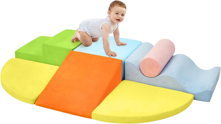 Climbing Toys for Toddlers, Toddler Climbing Toys Indoor, 7-Piece Soft Foam Climbing Blocks Set, Toddler Playtime Corner Climber Indoor Foam Play Gym for Climbing Crawling and Sliding