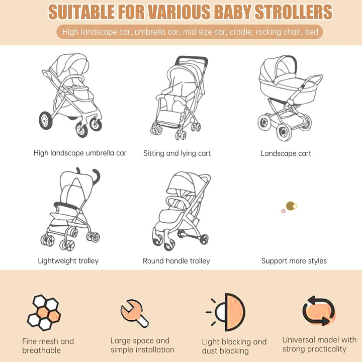 Mosquito Net for Baby Pram, Daisy Print Stroller Netting Cover - Perfect Bug Net for Strollers, Bassinets, Mini Crib, Cradles and Playards (White Daisy)