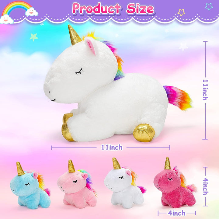 Toys for Girls Ages 3 4 5 6 7 8+ Years - Unicorn Mommy Stuffed Animal with 4 Baby Unicorns in Her Tummy, Soft Unicorn Plush Toys Set, Christmas Birthday Gifts for Baby, Toddler, Kids