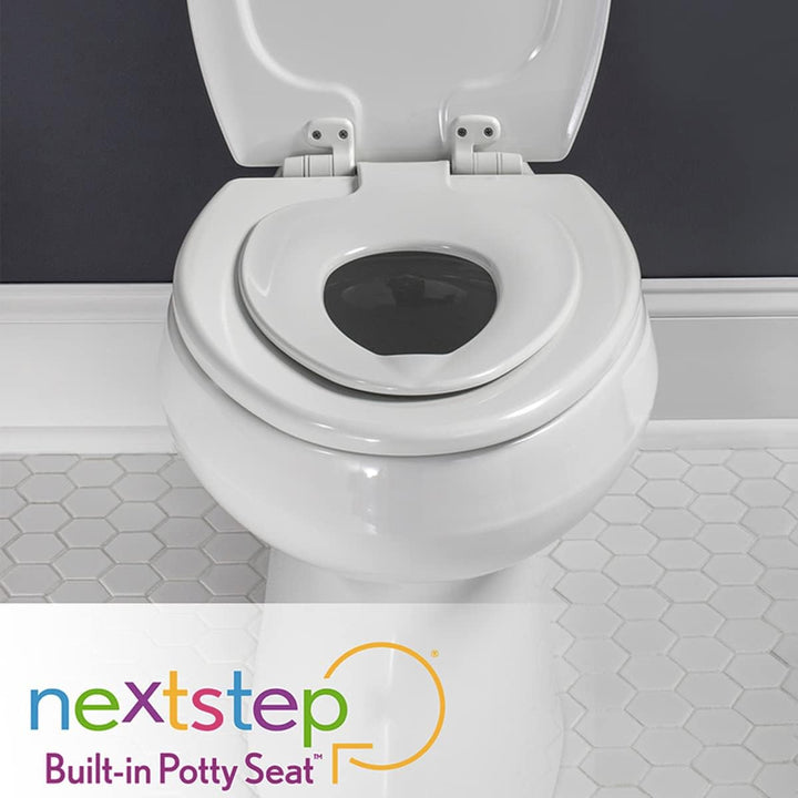 Nextstep2 Toilet Seat with Toddler Potty Training Seat Built-In, Slow Close, Easy Clean, Magnetic Removable Kids Seat, Made in USA, ROUND, White
