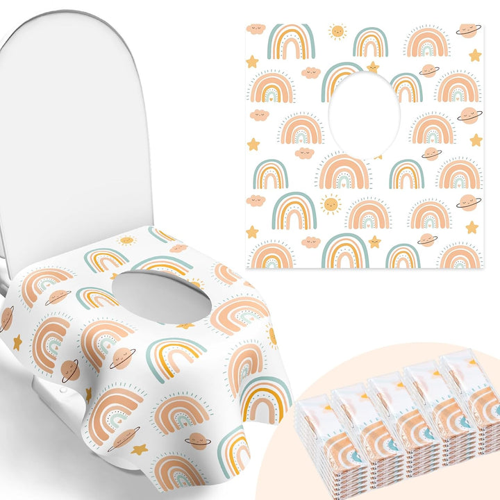 30 Pack Toilet Seat Covers Disposable, Large Waterproof Potty Covers for Toddlers, Kids, and Adults, Individually Wrapped for Travel, Toddler Potty Training for Public Restroom, Airplane, Trip