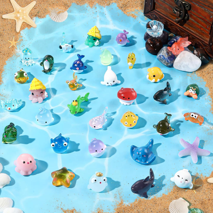 40Pcs Mini Resin Animal 40 Styles Tiny Resin Animals Miniature Little Small Animal Figures Bulk for Micro Fairy Garden Landscape Accessories Dollhouse Hide Crafts Decor Aquarium Toys