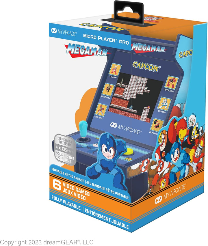 Mega Man Micro Player Pro: Mega Man Retro Gaming Console Titles 1 through 6, Gifts for Kids and Adults, Video Game Collectibles, Full Color Screen