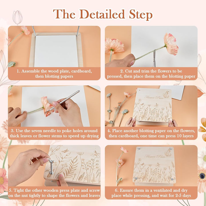 Extra Large 11”X11” Flower Press - 10-Layer Wooden Press for DIY Flower Preservation with Storage Bag, Adult Craft Kit