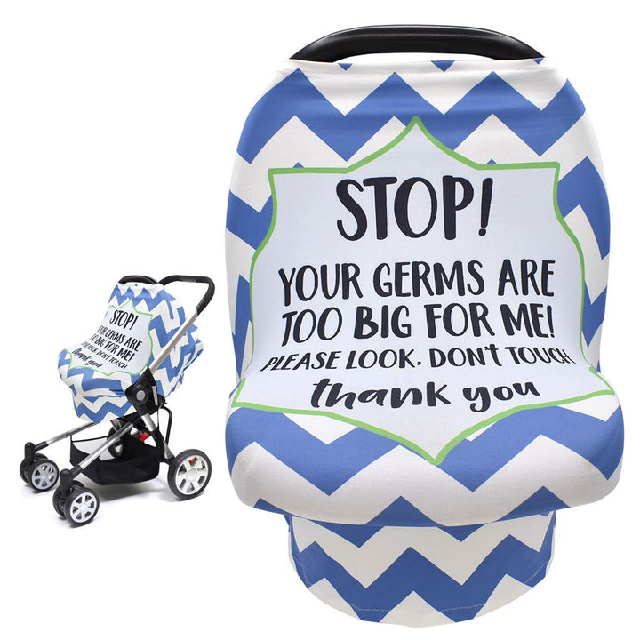 No Touch Sign Car Seat Cover for Babies, Mom Nursing Covers Breastfeeding Scarf, Multi Use Infant Carseat Canopy for Newborn Carrier/Stroller/Shopping Cart, Baby Shower Gifts for Boy Girl