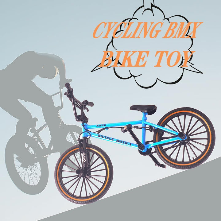 Mini Diecast Finger Bike Extreme Sports BMX Finger Bicycle Toys Game Set for Kids and Adults, Metal Bike Model Collections Decoration Cool Boy Toy (BMX Blue)