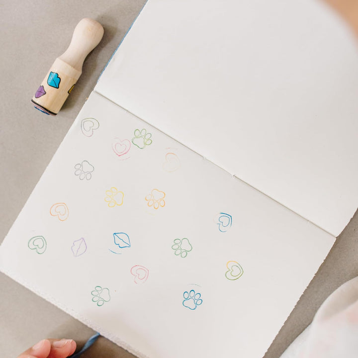 Happy Handles Wooden Stamp Set: 6 Stamps and 6-Color Stamp Pad