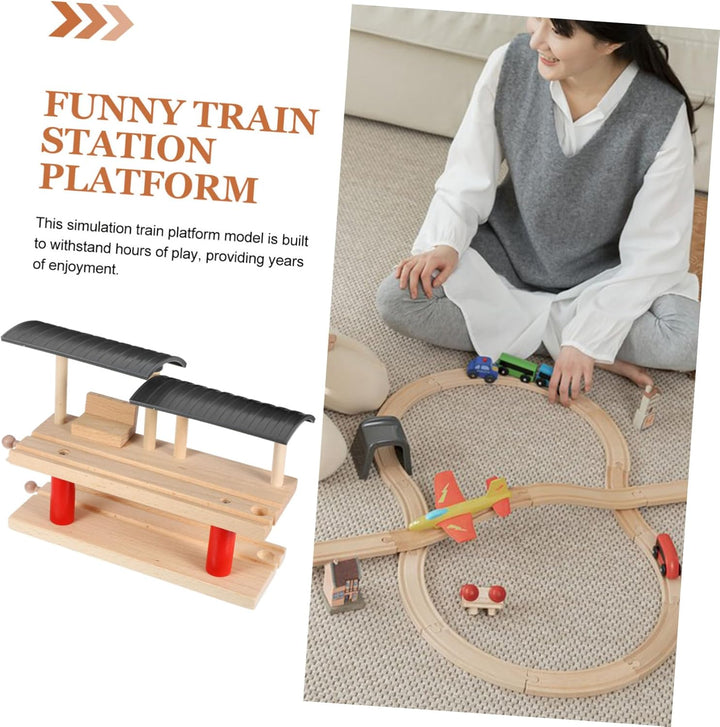 1Set Train Station Platform Educational DIY Plaything for Enhance Creativity Imagination with Interactive Railway Model for Early Learning