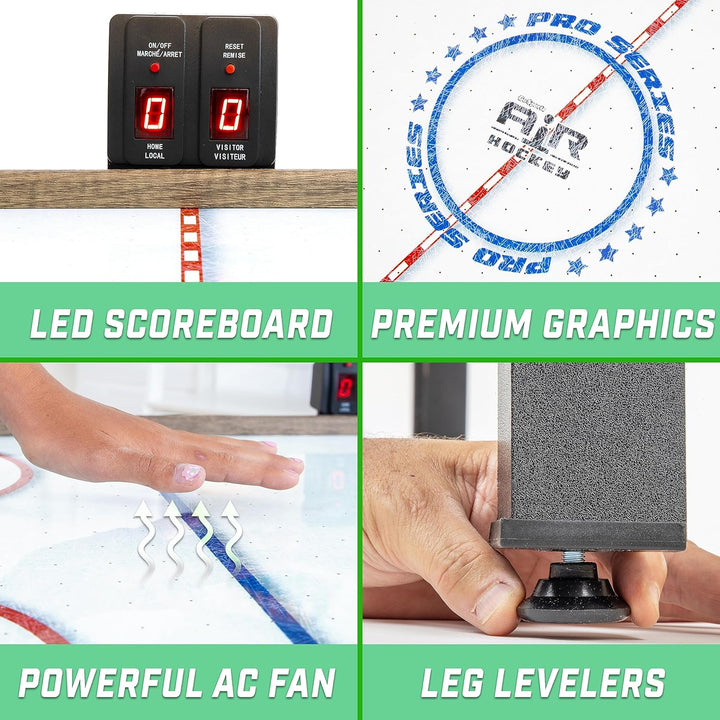48 Inch Air Hockey Arcade Table for Kids - Oak or Black - Includes 2 Pushers, 3 Pucks, AC Motor, and LED Scoreboard