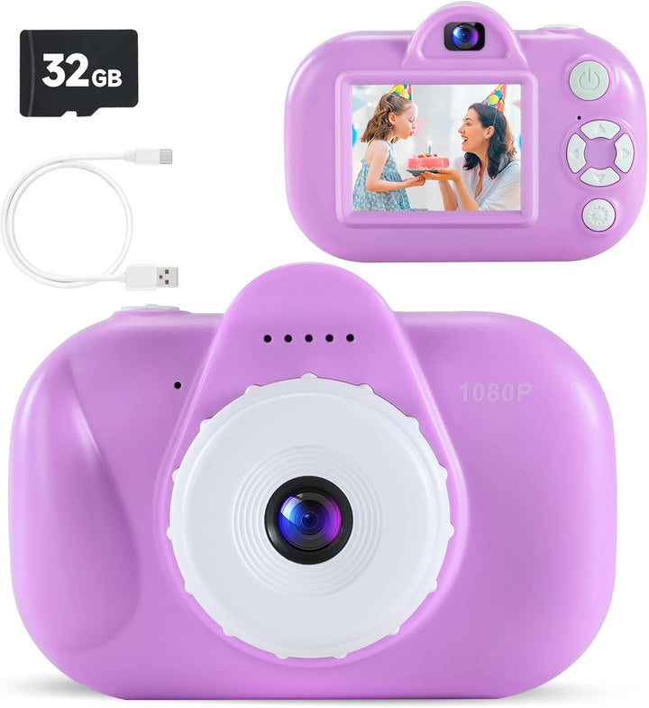 Kids Camera Digital Camera for Age 3-8, 1080P Toddler Camera for Kid with 32GB SD Card, Toddler Girls Toys Age 6-8, Christmas Birthday Gifts for Children