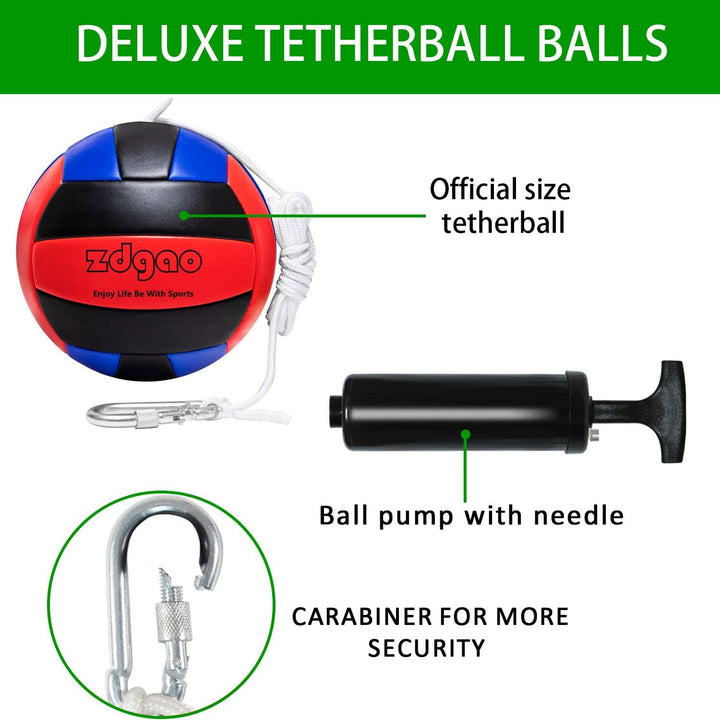 Soft Tether Ball- Replacement Tether Ball Come with Rope and Pump Set | Outdoors Game for Family Fun Play