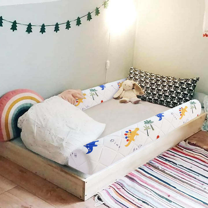 2-Pack Premium Foam Bed Bumpers for Toddler, Non-Slip Bed Rails for Toddlers for Twin, Queen, King Beds, Machine Washable Bumpers Cover for Easy Care（Size: 52" X 7" X 5"）