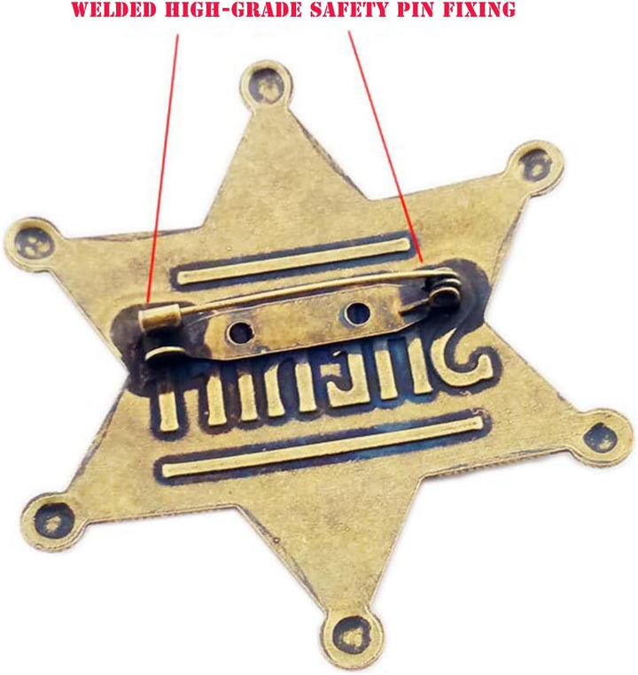 2 Pack Mental Western Sheriff Deputy Badge for Kids Adults Party Favors Supplies, School Carnival Prizes, Party Bag Gift Fillers