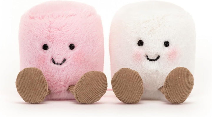 Amuseables Pink and White Marshmallows Stuffed Toy, 3.5 Inches | Food Plush | Fun Gift Idea