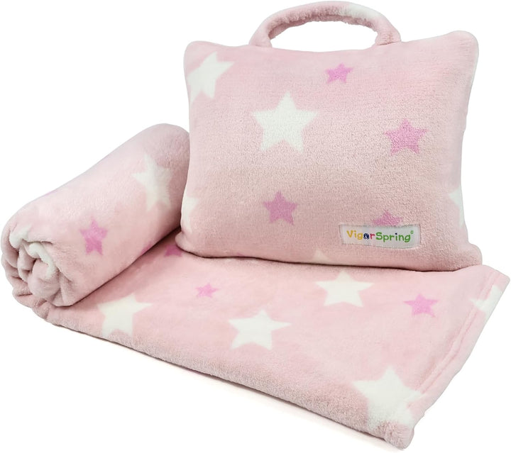 3-In-1 Kids Travel Blanket and Pillow Set, Snuggle Pillow with Hand Warmer, 40X60 Inches Unicorn Blanket for Girls Compact, Perfect for Travel, Camping, Home and Office