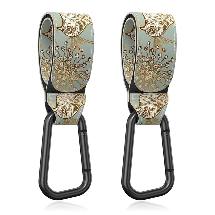 Baby Stroller Hooks for Hanging Bags, Universal Stroller Clips Accessories, Mommy Hook for Diaper Bag, Shopping Cart, Purse, Backpack - 2 Pack, Abstract Leaf