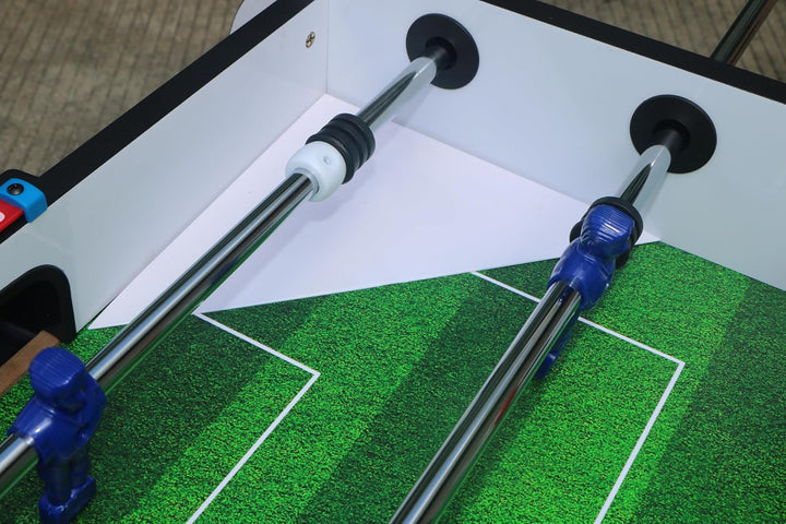 Exciting Indoor Foosball Table for Family Fun, Durable MDF & Steel, Game Table for All Ages, White and Red