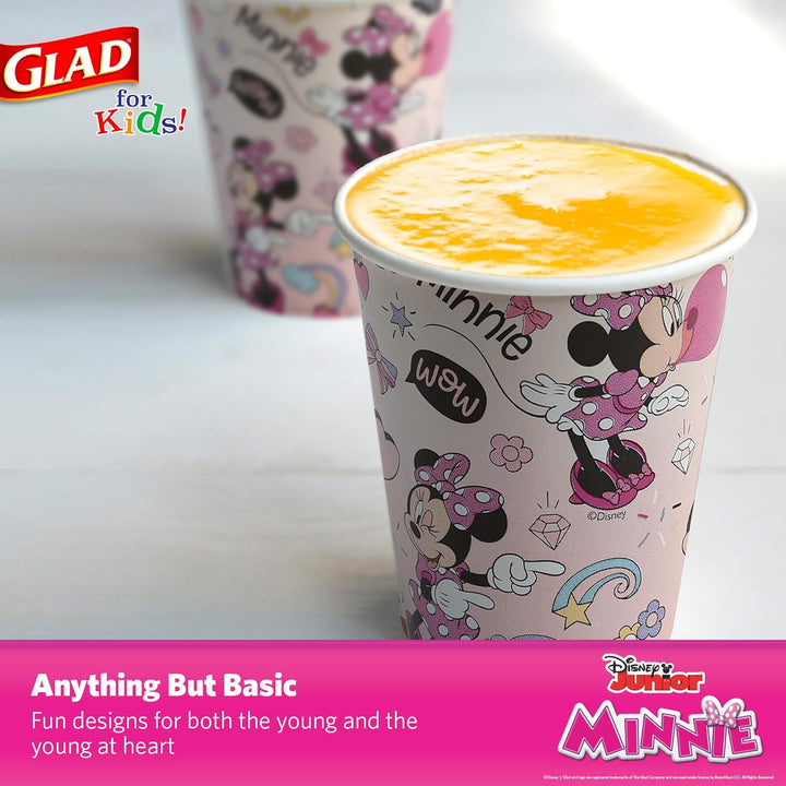 for Kids Disney Mickey & Friends Disposable Paper Cups, Pink Minnie - Heavy Duty, Soak Proof, Kid-Friendly Paper Cups for Drinking and Everyday Use, 9 Ounce, 24 Count