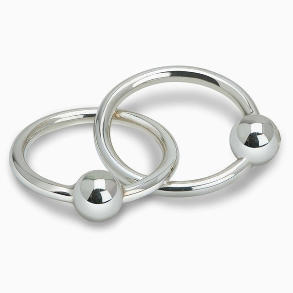 925 Sterling Silver Teether Rattle Two Ring - Newborn Baby Boy and Baby Girl Gift - Non-Tarnishing and Durable - Packaged in a Beautiful Gift Box