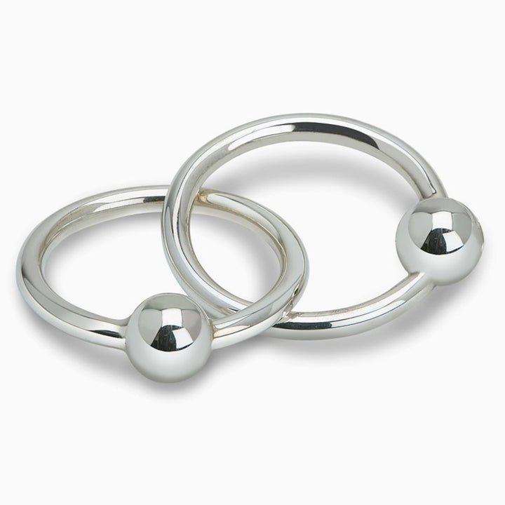 925 Sterling Silver Teether Rattle Two Ring - Newborn Baby Boy and Baby Girl Gift - Non-Tarnishing and Durable - Packaged in a Beautiful Gift Box