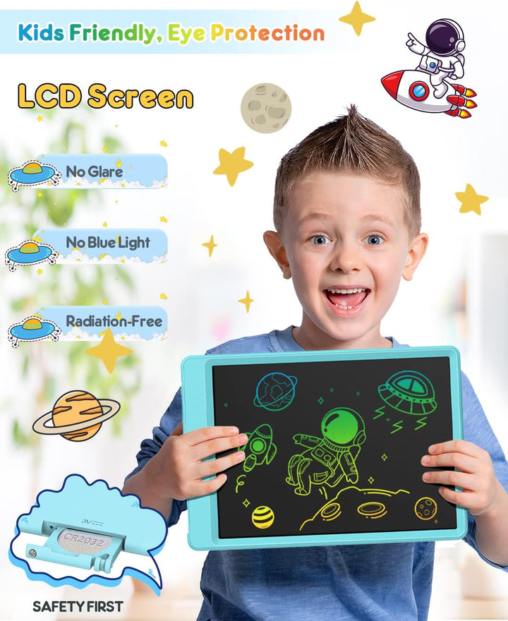 LCD Writing Tablet, Doodle Board Toys Gifts for 3-8 Year Old Girls Boys, 10 Inch Colorful Electronic Board Drawing Pad for Kids, Gifts for Toddler Educational Learning Travel Birthday, Blue