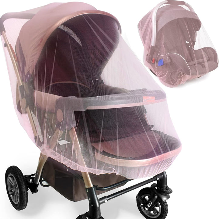 Baby Stroller Mosquito Net (2 Pack) - Durable Mesh Protection for Bassinets, Cradles, Playards, Pack N Plays & Portable Mini Cribs | Breathable Universal Fit Insect Barrier (Black)