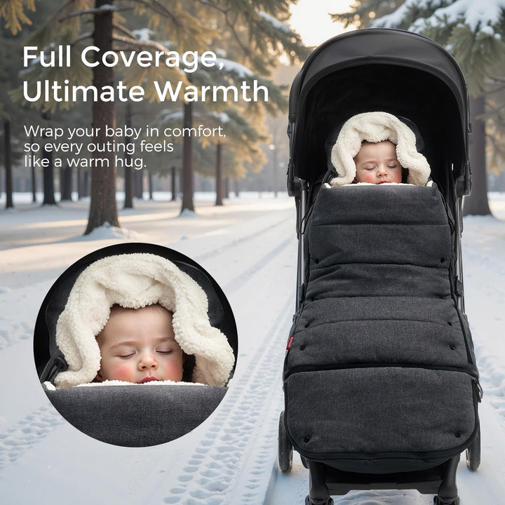 Stroller Footmuff | Universal, Weather-Proof, Warm Stroller Bunting Bag | Extendable Winter Cover | Adjustable Buckle