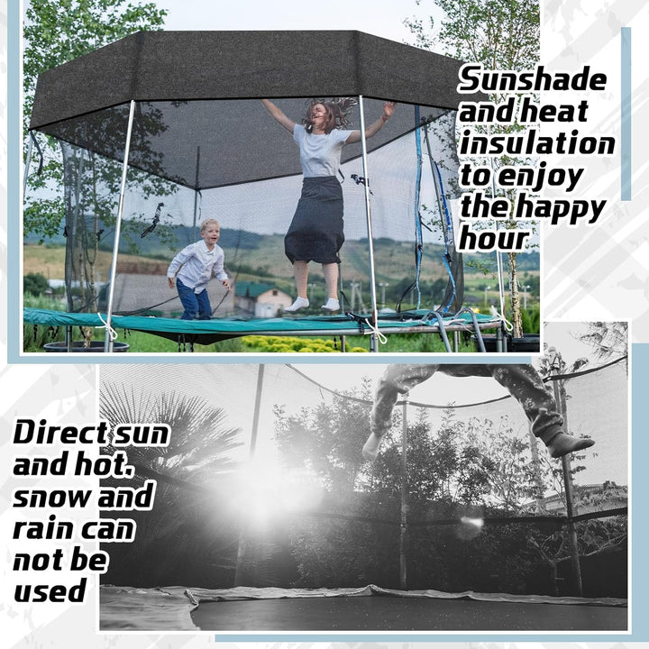 Trampoline Shade Cover Black Sunshade Tent Top Cover for 8Ft 10Ft 12Ft round Trampoline, Easy to Install for Backyard Playground, Tent Only