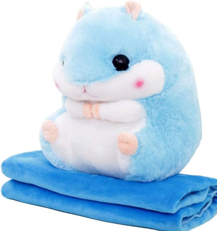 Plush Hamster Stuffed Animal Toys Hamster Throw Pillow with Blanket 19.7 Inches Pink