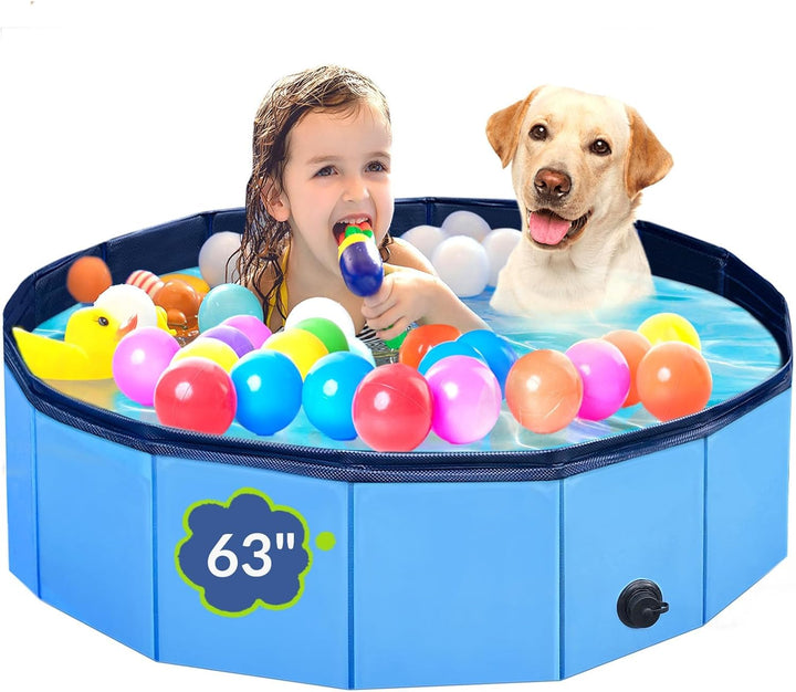 Dog Pool, Foldable Pet Swimming Pool with 6Mm High-Strength PP Board, Hard Plastic Collapsible Doggy Pools for Small Dogs Kitty Duck,Non-Slip Doggie Bathtub Quick to Set up and Drainage Hole(32X8In)