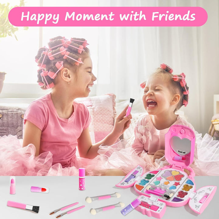 Kids Makeup Kit with Mirror - Real Washable Makeup Set for Girls 5-8, Princess Toys Cosmetic Set, Christmas & Birthday Gifts for 3-8 Year Old Girls