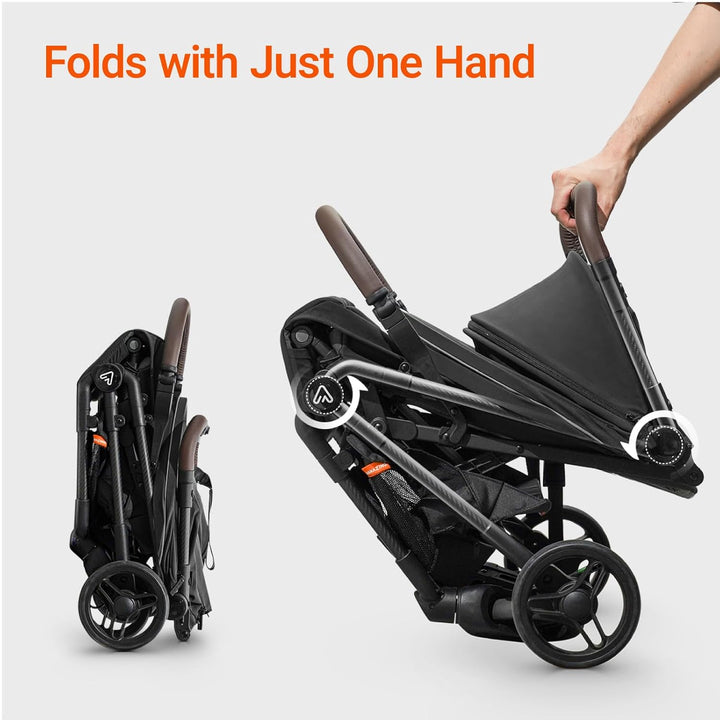 Lightweight Baby Travel Stroller with Carbon Fiber Frame, Compact & Airplane-Friendly, One-Handed Folding Design, 11.6 Lbs, Perfect for Toddlers, Jet