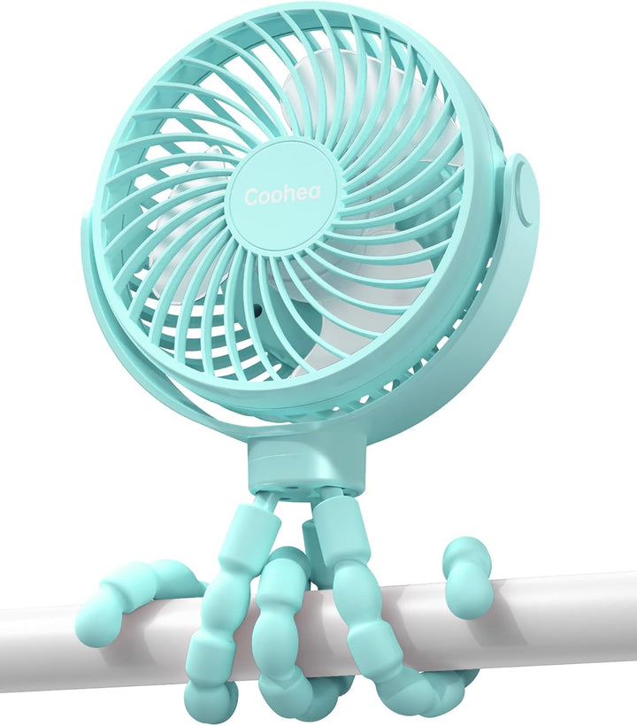 Stroller Fan Clip on for Baby, 4000Mah Rechargeable Battery Operated, Flexible Tripod, 3 Wind Speed, 360° Rotatable, Small Portable Fan for Car Seat Crib Backseat Beach Travel Camping, Pink