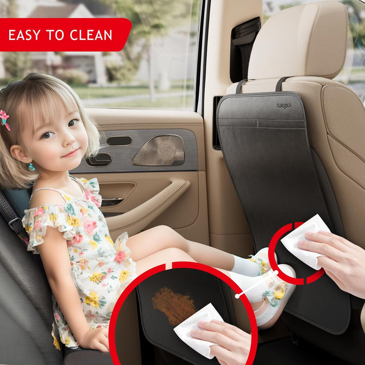 Kick Mats Back Seat Protector for Kids, Leather Car Back Seat Cover for Child, Offers Waterproof Protection of Car Seat Back from Dirt, Mud, Scratches