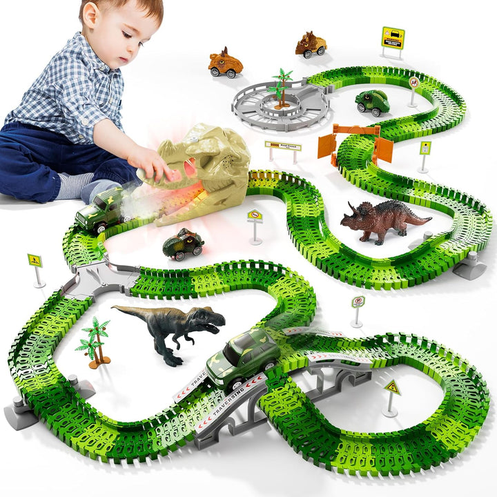 Toddler Boy Toys 236 PCS Race Tracks Toys Gifts for 3 4 5 Year Old Boys Kids, 6 PCS Construction Car Toys Gifts for 2 3 4 5 Year Old Boys, Christmas Birthday Gifts Toys for 3 4 5 Year Old Boys