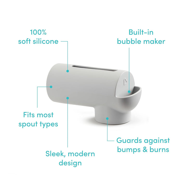 ® Soft Spot™ Bath Spout Cover for Baby, Bathtub Guard with Built-In Bubble Bath Dispenser, Silicone, Grey
