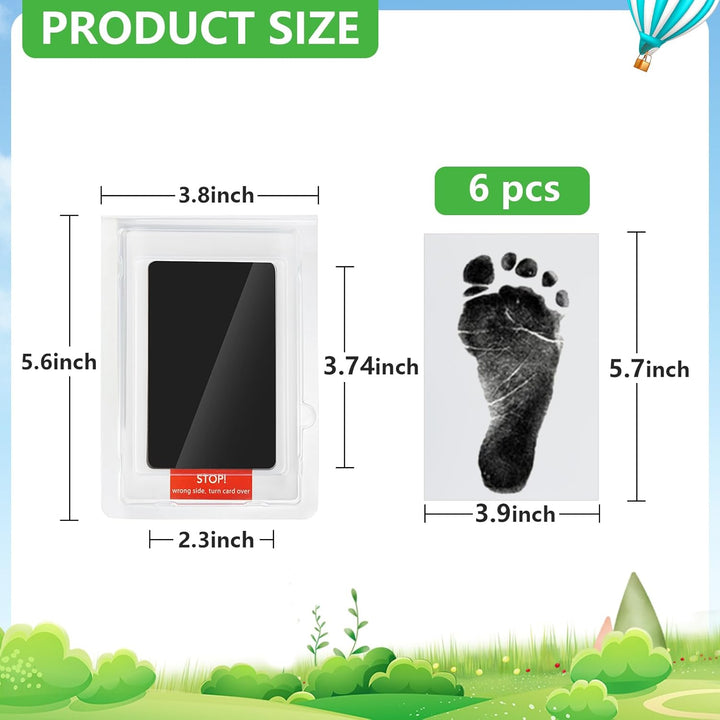 6-Pack Baby Inkless Hand and Footprint Kit, Ink Pad Paw Print Kit for Dogs, Dog Nose Print Kit, Dog Paw Print Kit - Baby Footprint Kit with Clean-Touch, 12 Imprint Cards ( Jet Black )