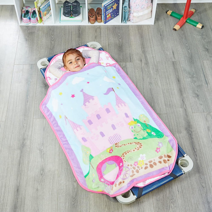 Toddler Nap Mat with Removable Pillow -Underwater Mermaids- Carry Handle with Fastening Straps Closure, Rollup Design, Soft Microfiber for Preschool, Daycare Sleeping Bag, Ages 2-6 Years