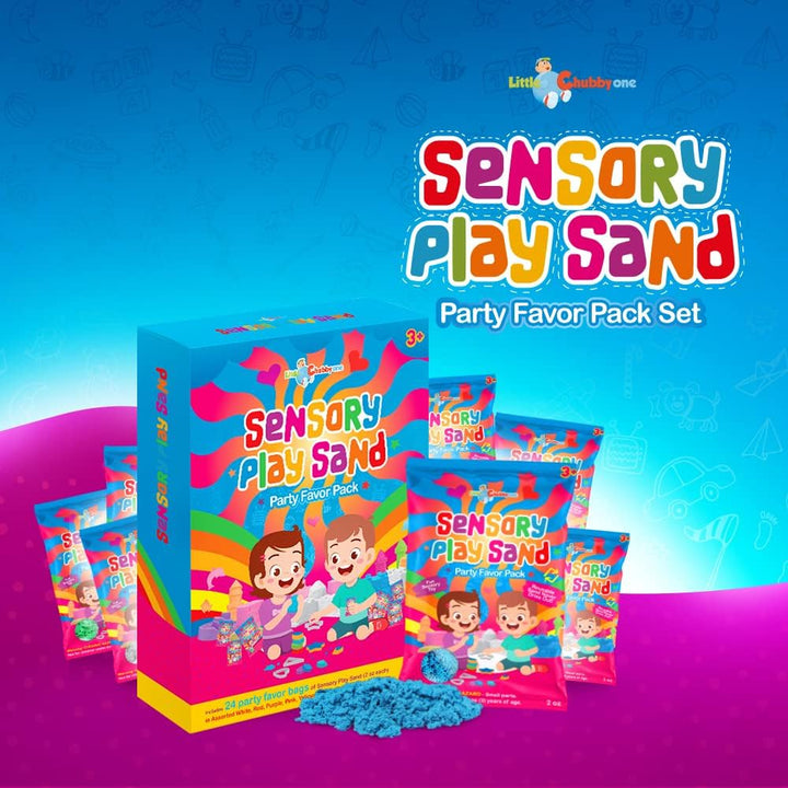 Sensory Play Sand Party Favor Pack Set - 24 Count 2Oz Play Sand Set - Sensory Molding Sand Toy Inspires Creativity & Imagination Use for Goodie Bags & Stocking Stuffers
