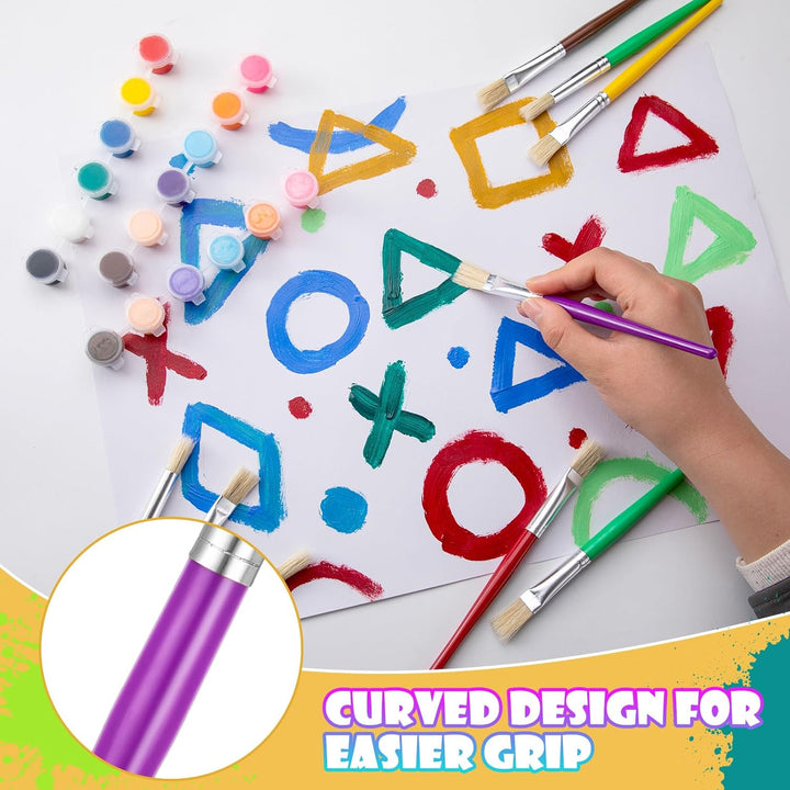 Paintbrushes Kids, 22 Pcs round & Flat Toddler Kids Paint Brushes, Chubby Paint Brushes for Kids Bulk, Preschool Paint Brush for Acrylic Oil Watercolor Washable Paint Kit, Easy Hold & Clean