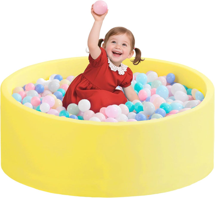 Ball Pit for Toddlers 35.43''X11.81 Baby Ball Pits Soft Memory Foam Ball Pit round Kids Ball Pit Indoor Game Kids Play Ball Pool Ideal Gift for Girls and Boys (Grey, NO Balls)