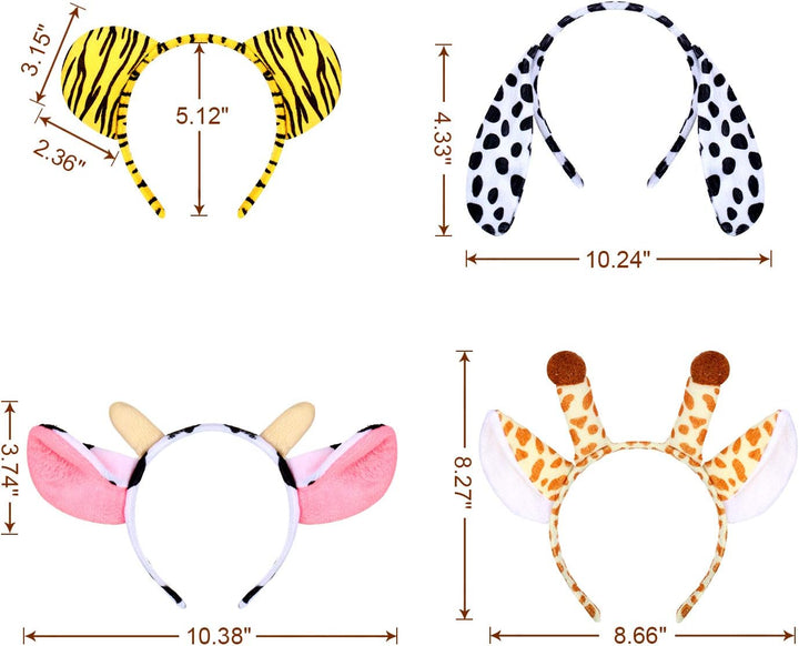 16 Pieces Animal Headbands Jungle Safari Party Favors Wild One Birthday Decorations Zoo Animal Ear Headbands for Kids Halloween Costume Cosplay Photo Booth Props Party Supplies