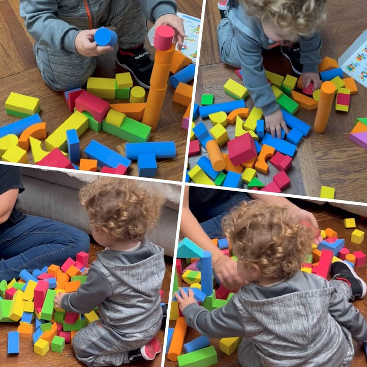Foam Building Blocks for Toddlers 2-4, 41 Pieces EVA Soft Stacking Blocks, Baby Bath Foam Toy Set, Early Learning Construction Toys & Gifts for Kids, Boys & Girls 18+ Months