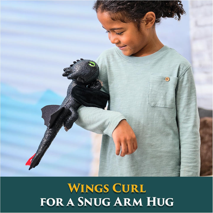 How to Train Your Dragon, Hug and Glide Toothless Plush Toy, 12” Dragon Stuffed Animal, Kids Toys for Boys Ages 4 and Up
